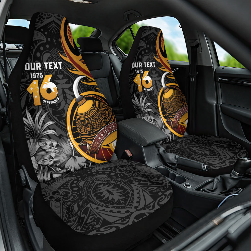 Personalised Papua New Guinea Car Seat Cover Happy Independence Day LT05 One Size Black - Polynesian Pride