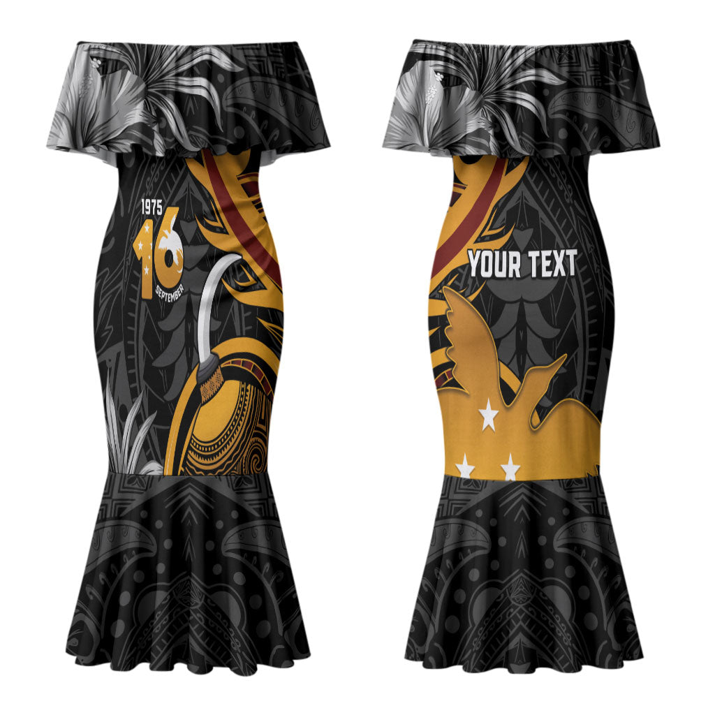 Personalised Papua New Guinea Couples Matching Mermaid Dress and Hawaiian Shirt Happy Independence Day LT05 - Polynesian Pride