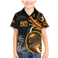 Personalised Papua New Guinea Family Matching Mermaid Dress and Hawaiian Shirt Happy 50th Independence Anniversary LT05 Son's Shirt Black - Polynesian Pride
