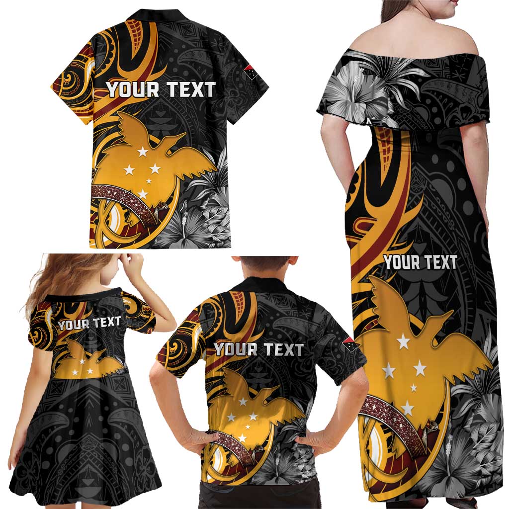 Personalised Papua New Guinea Family Matching Off Shoulder Maxi Dress and Hawaiian Shirt Happy 50th Independence Anniversary LT05 - Polynesian Pride