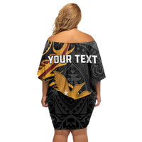 Personalised Papua New Guinea Family Matching Off Shoulder Short Dress and Hawaiian Shirt Happy 50th Independence Anniversary LT05 - Polynesian Pride
