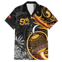 Personalised Papua New Guinea Family Matching Short Sleeve Bodycon Dress and Hawaiian Shirt Happy 50th Independence Anniversary LT05 Dad's Shirt - Short Sleeve Black - Polynesian Pride