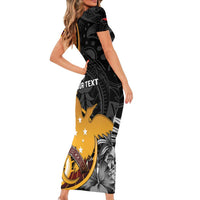 Personalised Papua New Guinea Family Matching Short Sleeve Bodycon Dress and Hawaiian Shirt Happy 50th Independence Anniversary LT05 - Polynesian Pride