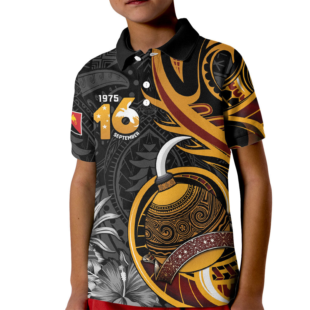 Personalised Papua New Guinea Kid Polo Shirt Happy Independence Day LT05 Kid Black - Polynesian Pride