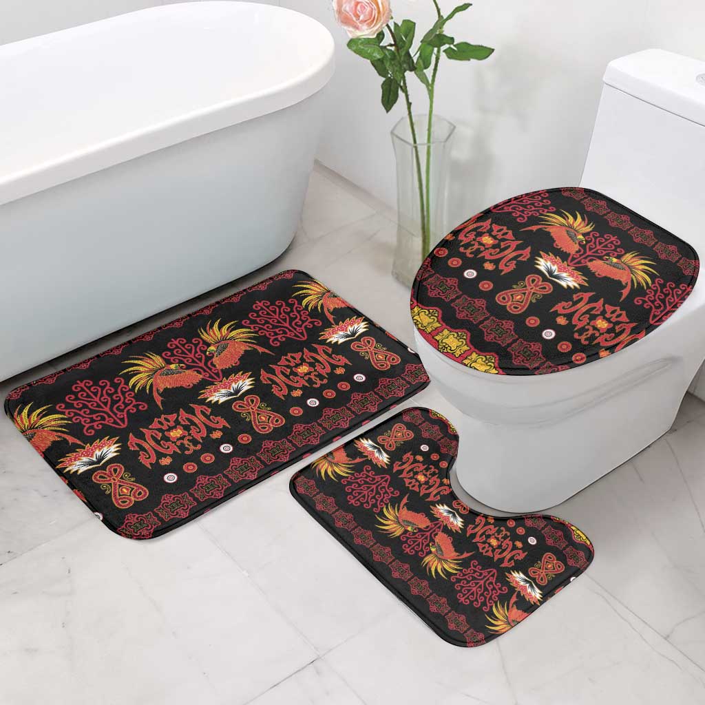 Papua Batik Motif Bathroom Set Papua Spirit Black Version - Polynesian Pride
