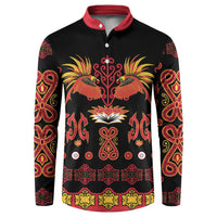 Papua Batik Motif Button Sweatshirt Papua Spirit Black Version - Polynesian Pride
