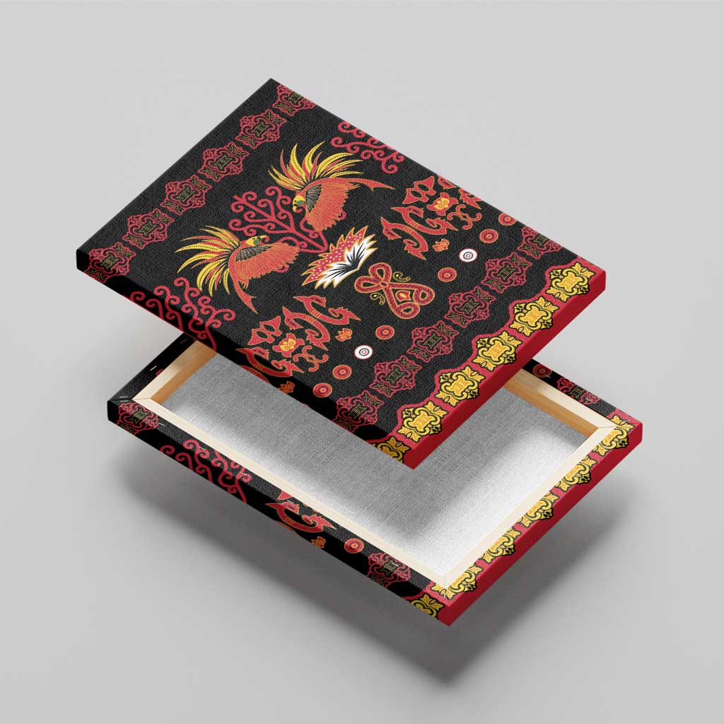 Papua Batik Motif Canvas Wall Art Papua Spirit Black Version - Polynesian Pride
