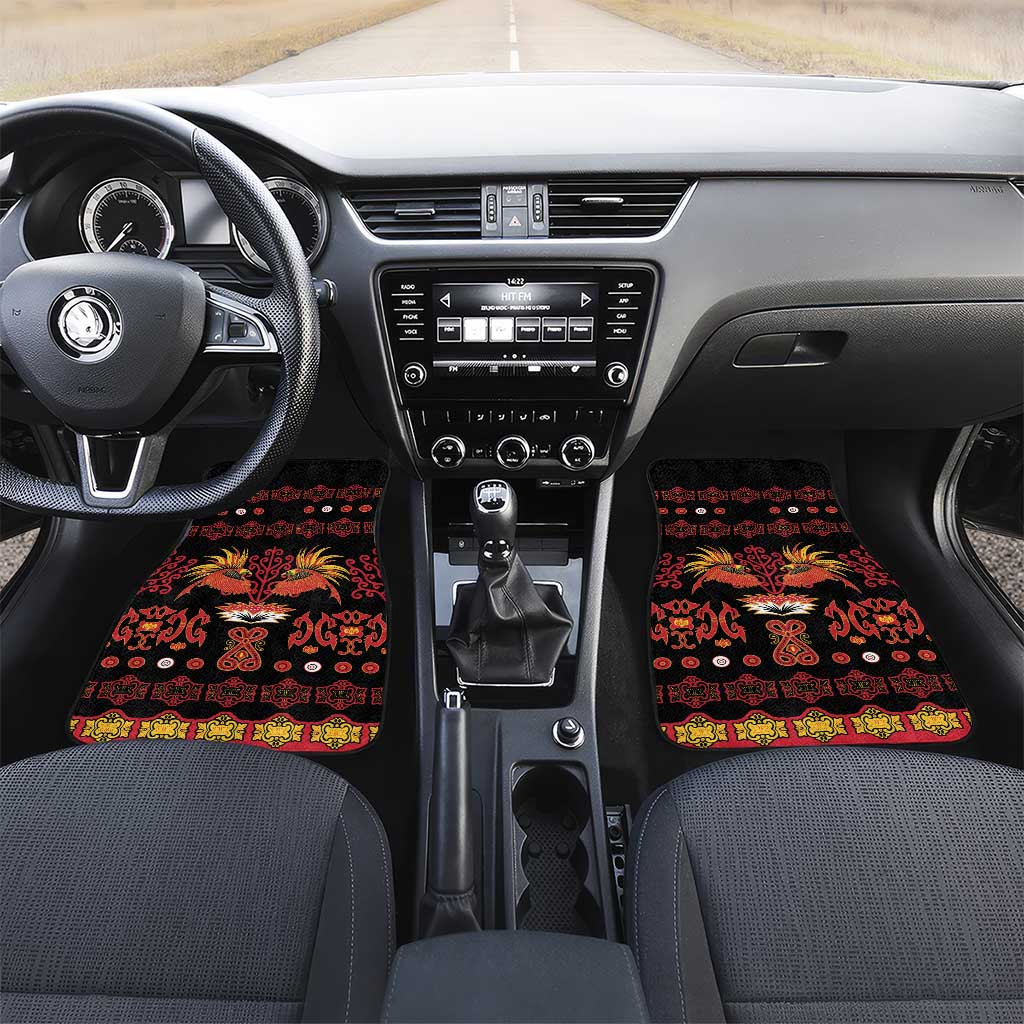 Papua Batik Motif Car Mats Papua Spirit Black Version - Polynesian Pride