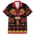Papua Batik Motif Family Matching Off The Shoulder Long Sleeve Dress and Hawaiian Shirt Papua Spirit Black Version - Polynesian Pride