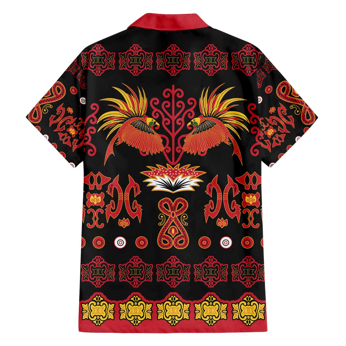 Papua Batik Motif Family Matching Off The Shoulder Long Sleeve Dress and Hawaiian Shirt Papua Spirit Black Version LT05 - Polynesian Pride