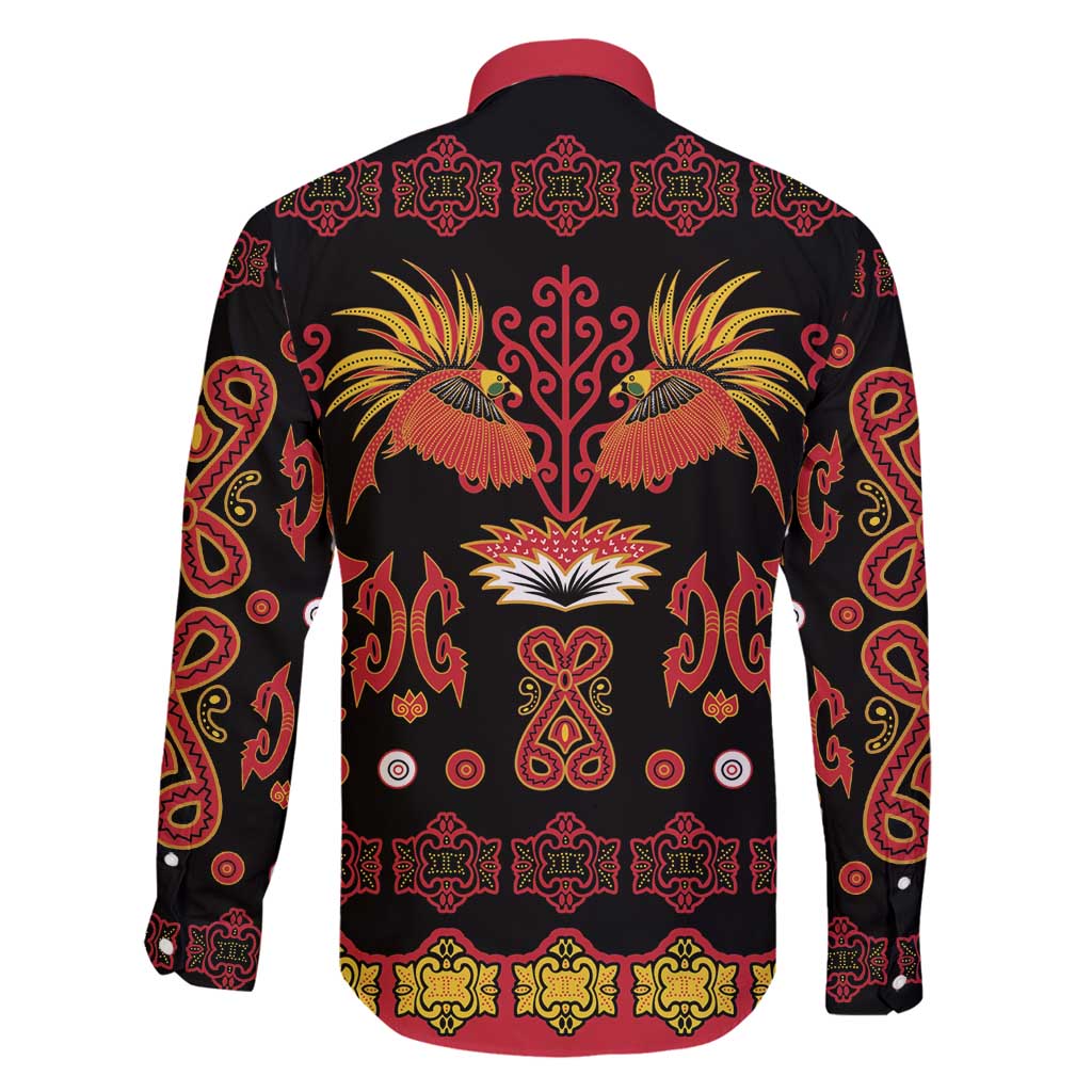 Papua Batik Motif Family Matching Off Shoulder Maxi Dress and Hawaiian Shirt Papua Spirit Black Version LT05 - Polynesian Pride