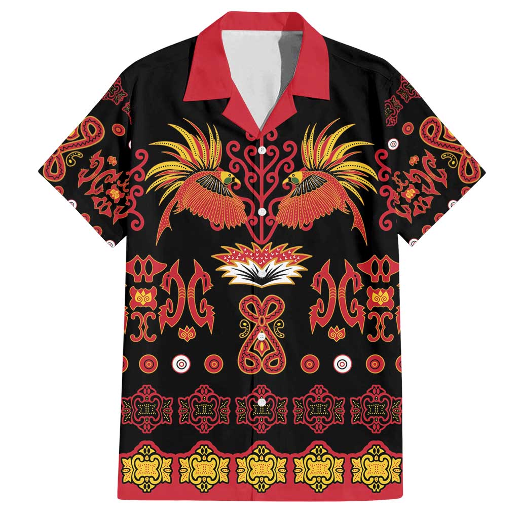 Papua Batik Motif Family Matching Off Shoulder Short Dress and Hawaiian Shirt Papua Spirit Black Version LT05 Dad's Shirt - Short Sleeve Black - Polynesian Pride