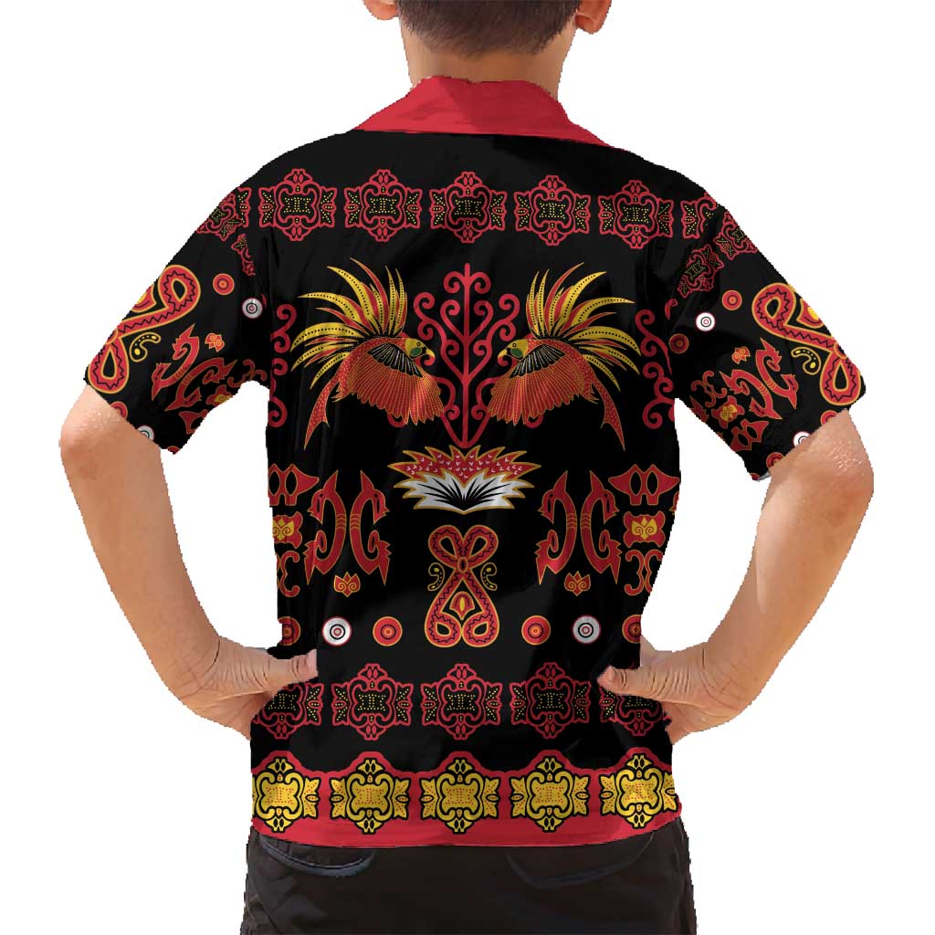 Papua Batik Motif Family Matching Puletasi and Hawaiian Shirt Papua Spirit Black Version - Polynesian Pride