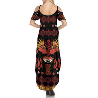 Papua Batik Motif Family Matching Summer Maxi Dress and Hawaiian Shirt Papua Spirit Black Version LT05 - Polynesian Pride