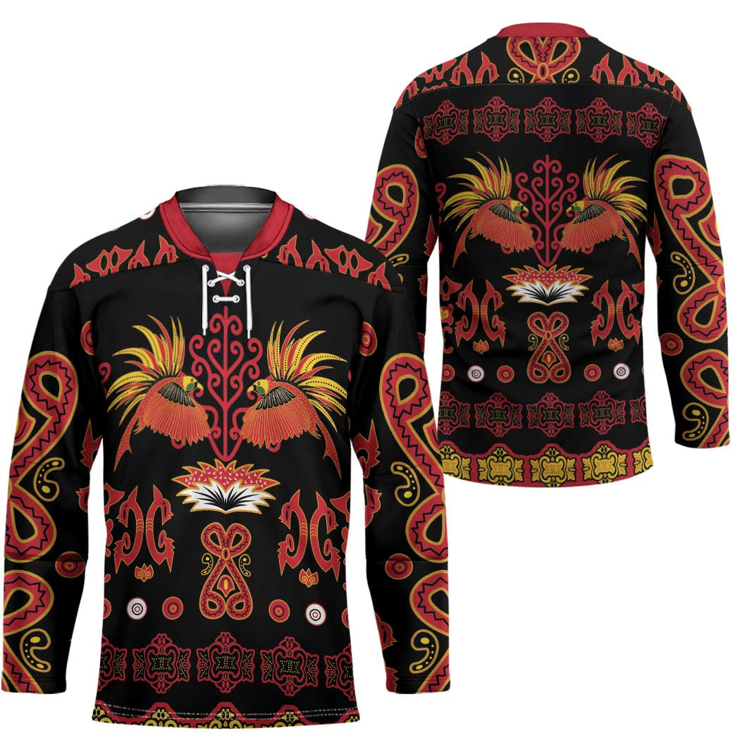 Papua Batik Motif Hockey Jersey Papua Spirit Black Version - Polynesian Pride