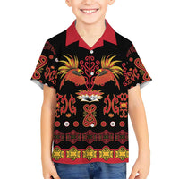 Papua Batik Motif Kid Hawaiian Shirt Papua Spirit Black Version LT05 Kid Black - Polynesian Pride
