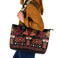 Papua Batik Motif Leather Tote Bag Papua Spirit Black Version LT05 Black - Polynesian Pride