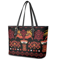Papua Batik Motif Leather Tote Bag Papua Spirit Black Version LT05 - Polynesian Pride