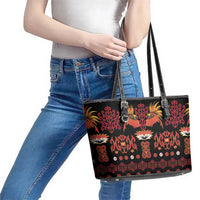 Papua Batik Motif Leather Tote Bag Papua Spirit Black Version LT05 - Polynesian Pride