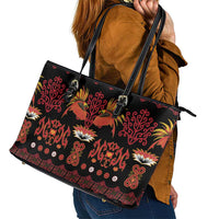 Papua Batik Motif Leather Tote Bag Papua Spirit Black Version LT05 - Polynesian Pride