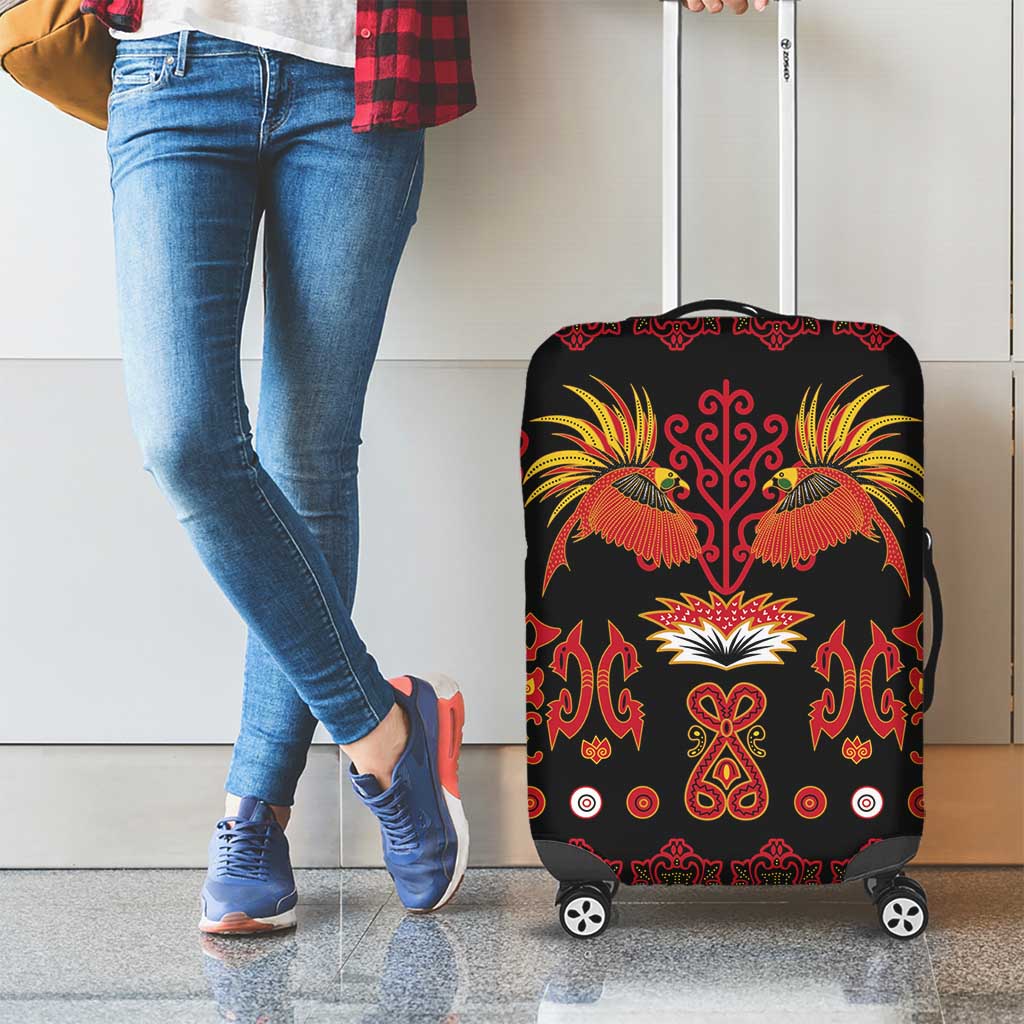 Papua Batik Motif Luggage Cover Papua Spirit Black Version LT05 - Polynesian Pride