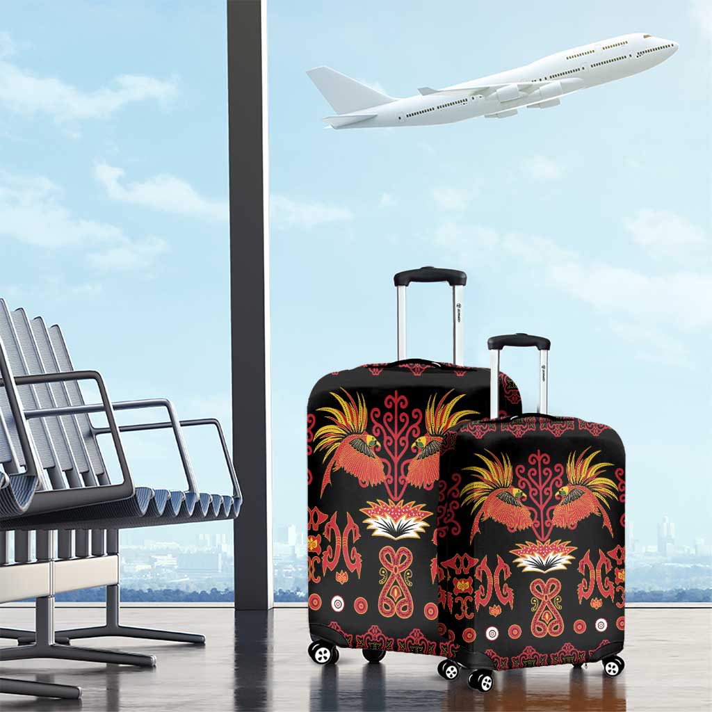 Papua Batik Motif Luggage Cover Papua Spirit Black Version LT05 - Polynesian Pride