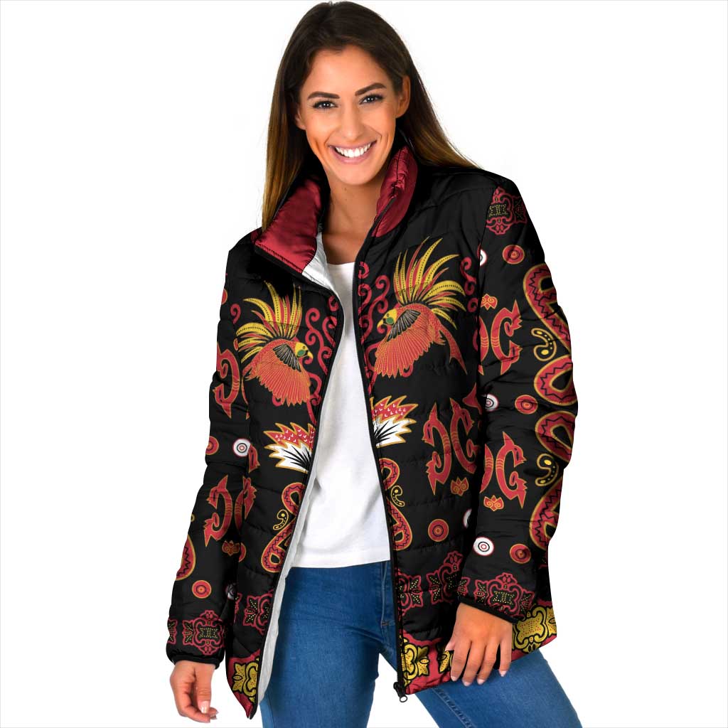 Papua Batik Motif Padded Jacket Papua Spirit Black Version - Polynesian Pride