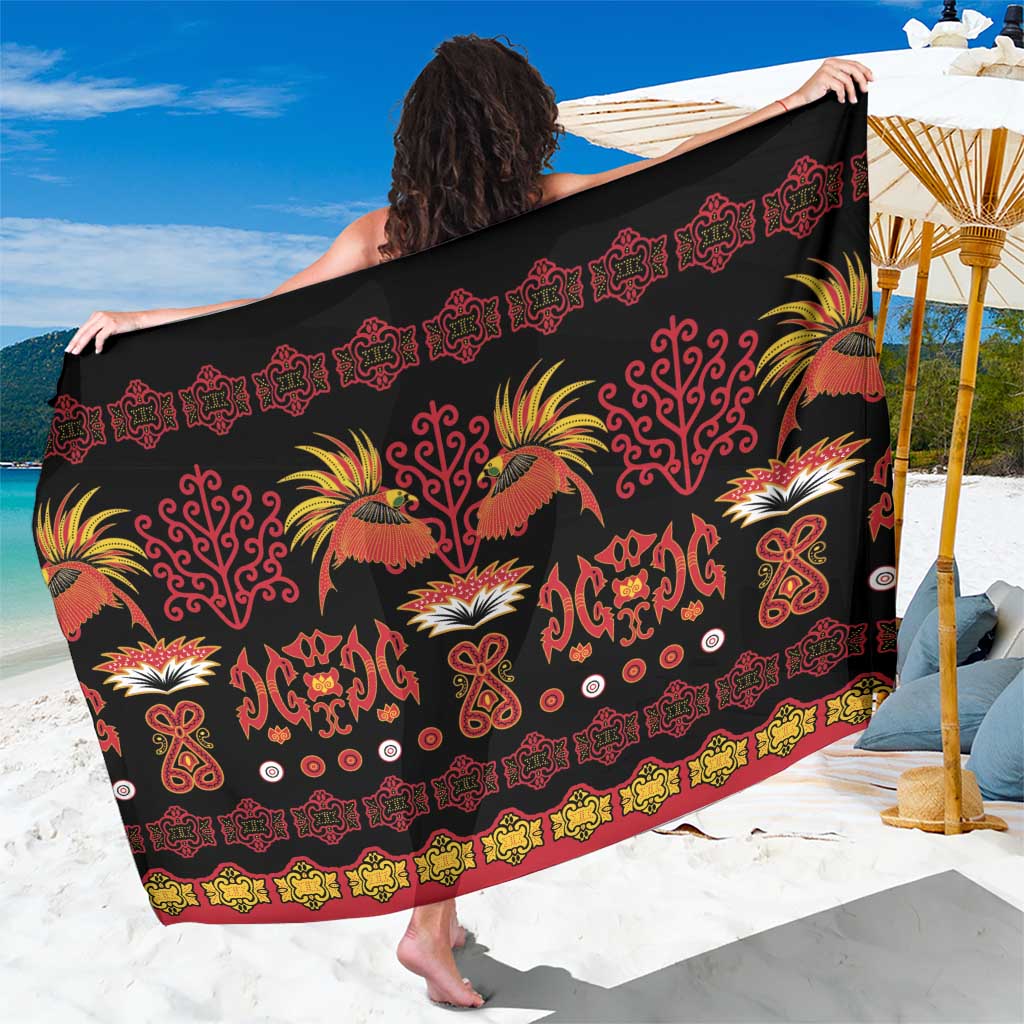 Papua Batik Motif Sarong Papua Spirit Black Version LT05 One Size 44 x 66 inches Black - Polynesian Pride