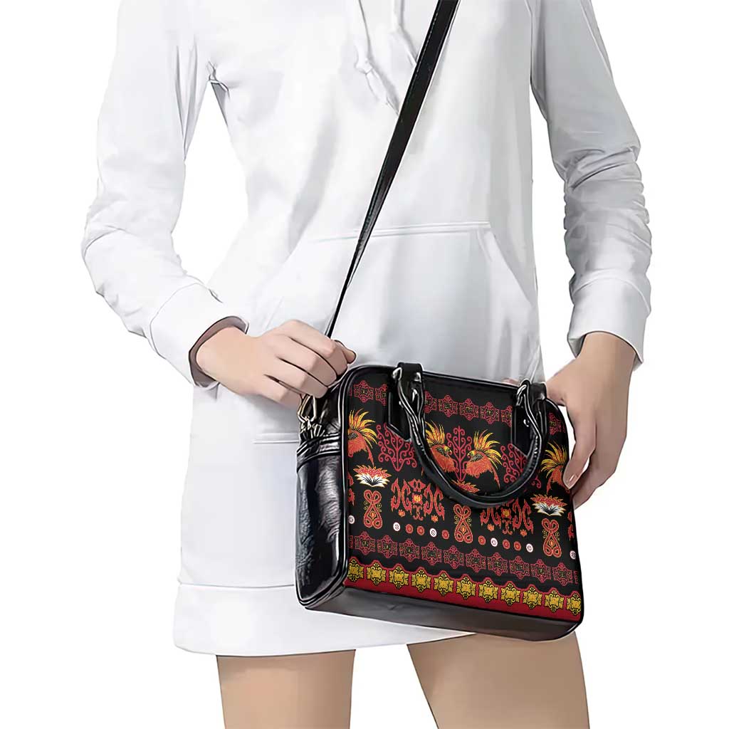 Papua Batik Motif Shoulder Handbag Papua Spirit Black Version - Polynesian Pride