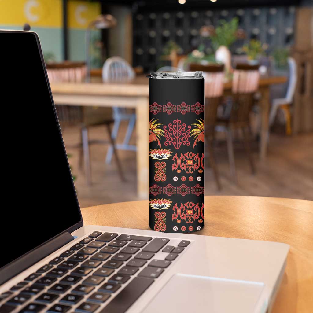 Papua Batik Motif Skinny Tumbler Papua Spirit Black Version - Polynesian Pride