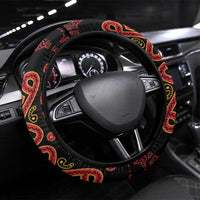 Papua Batik Motif Steering Wheel Cover Papua Spirit Black Version LT05 Universal Fit Black - Polynesian Pride
