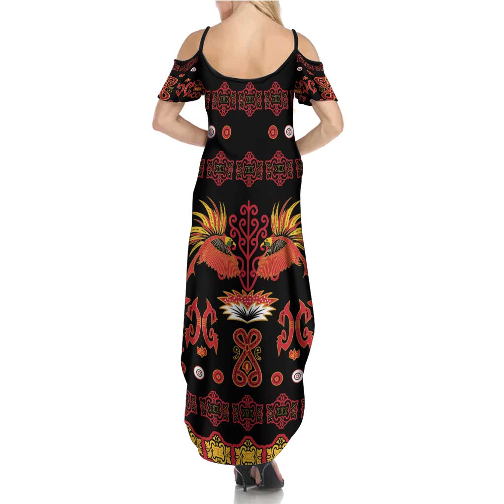 Papua Batik Motif Summer Maxi Dress Papua Spirit Black Version LT05 - Polynesian Pride