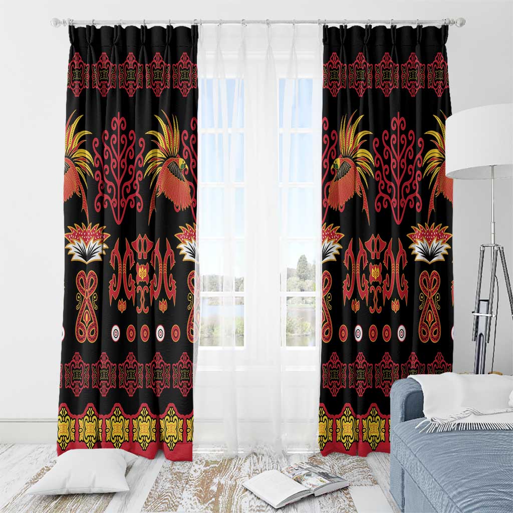 Papua Batik Motif Window Curtain Papua Spirit Black Version - Polynesian Pride