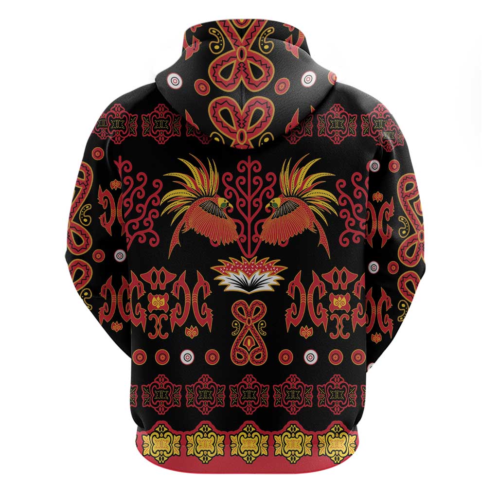 Papua Batik Motif Zip Hoodie Papua Spirit Black Version LT05 - Polynesian Pride