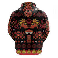 Papua Batik Motif Zip Hoodie Papua Spirit Black Version LT05 - Polynesian Pride
