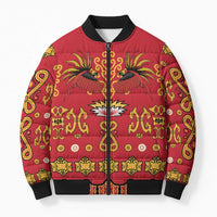 Papua Batik Motif Bomber Puffer Jacket Papua Spirit Red Version - Polynesian Pride