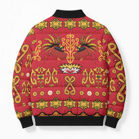 Papua Batik Motif Bomber Puffer Jacket Papua Spirit Red Version - Polynesian Pride