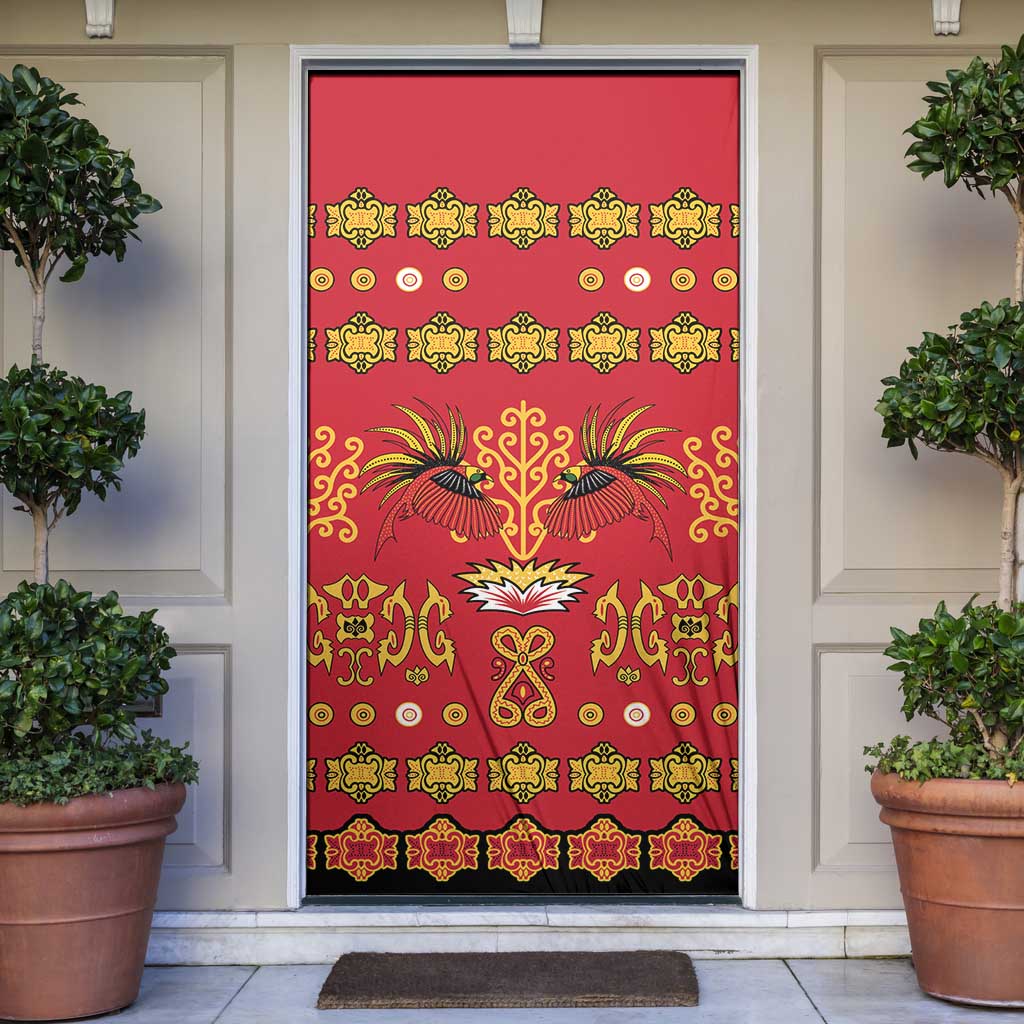 Papua Batik Motif Door Cover Papua Spirit Red Version LT05 Red - Polynesian Pride