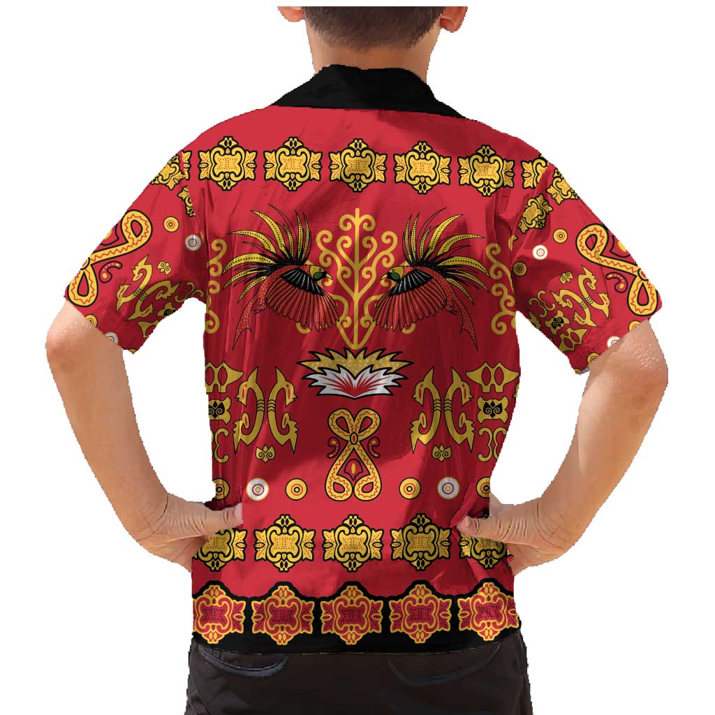 Papua Batik Motif Family Matching Mermaid Dress and Hawaiian Shirt Papua Spirit Red Version LT05 - Polynesian Pride