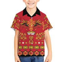 Papua Batik Motif Family Matching Puletasi and Hawaiian Shirt Papua Spirit Red Version LT05 Son's Shirt Red - Polynesian Pride