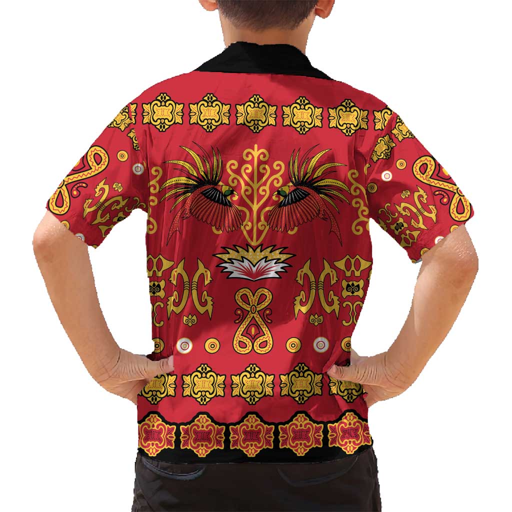 Papua Batik Motif Family Matching Tank Maxi Dress and Hawaiian Shirt Papua Spirit Red Version LT05 - Polynesian Pride
