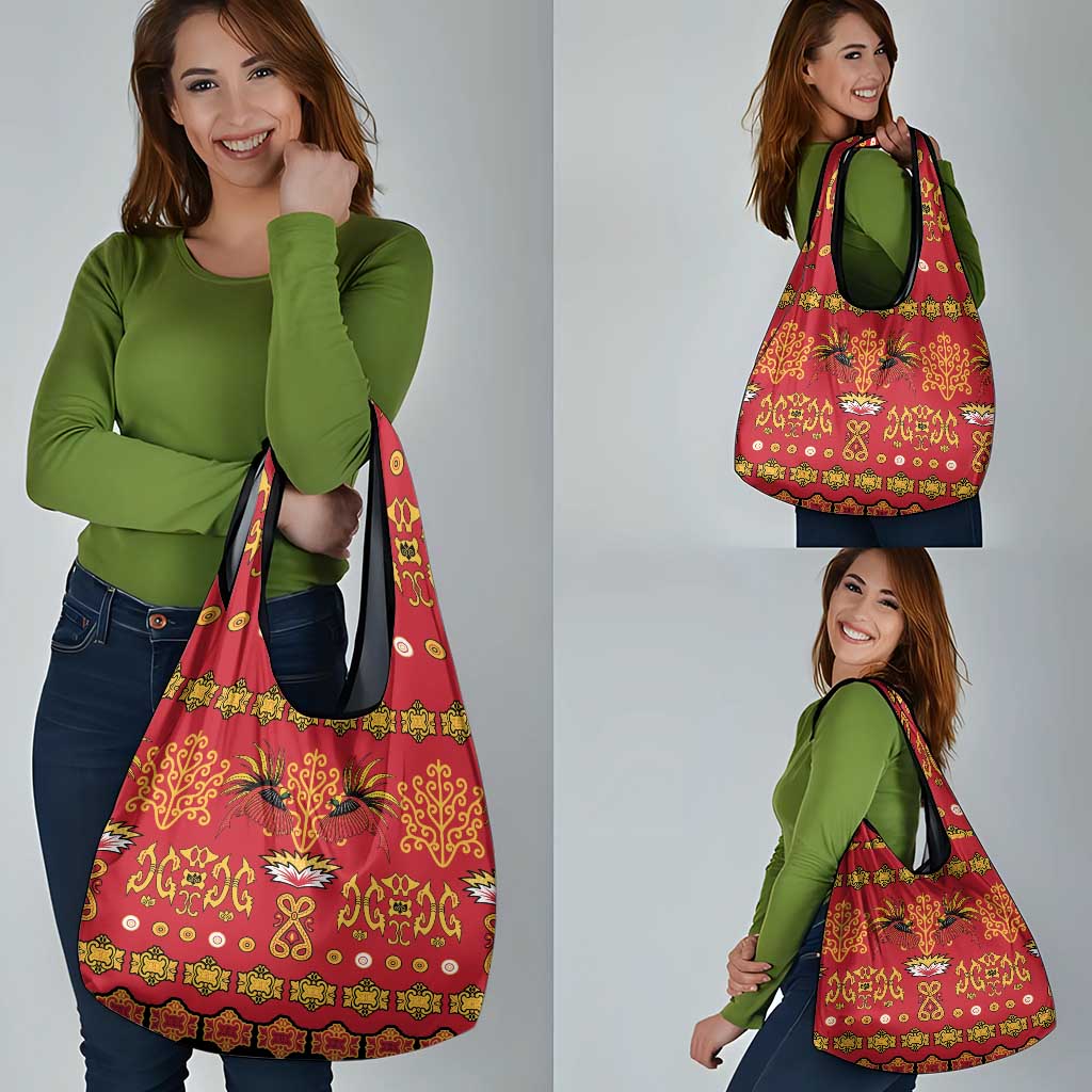 Papua Batik Motif Grocery Bag Papua Spirit Red Version - Polynesian Pride