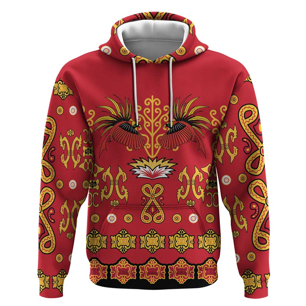 Papua Batik Motif Hoodie Papua Spirit Red Version - Polynesian Pride