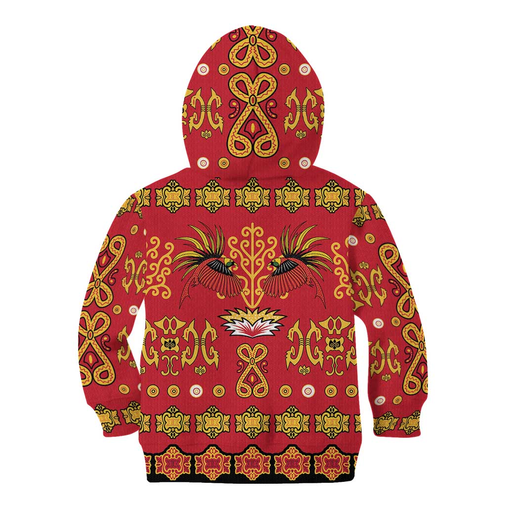 Papua Batik Motif Kid Hoodie Papua Spirit Red Version LT05 - Polynesian Pride