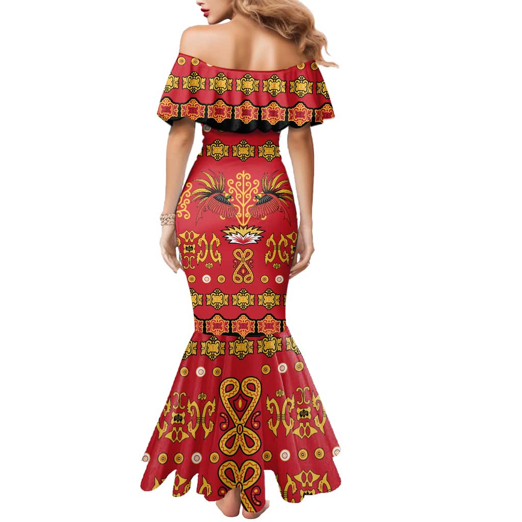 Papua Batik Motif Mermaid Dress Papua Spirit Red Version - Polynesian Pride