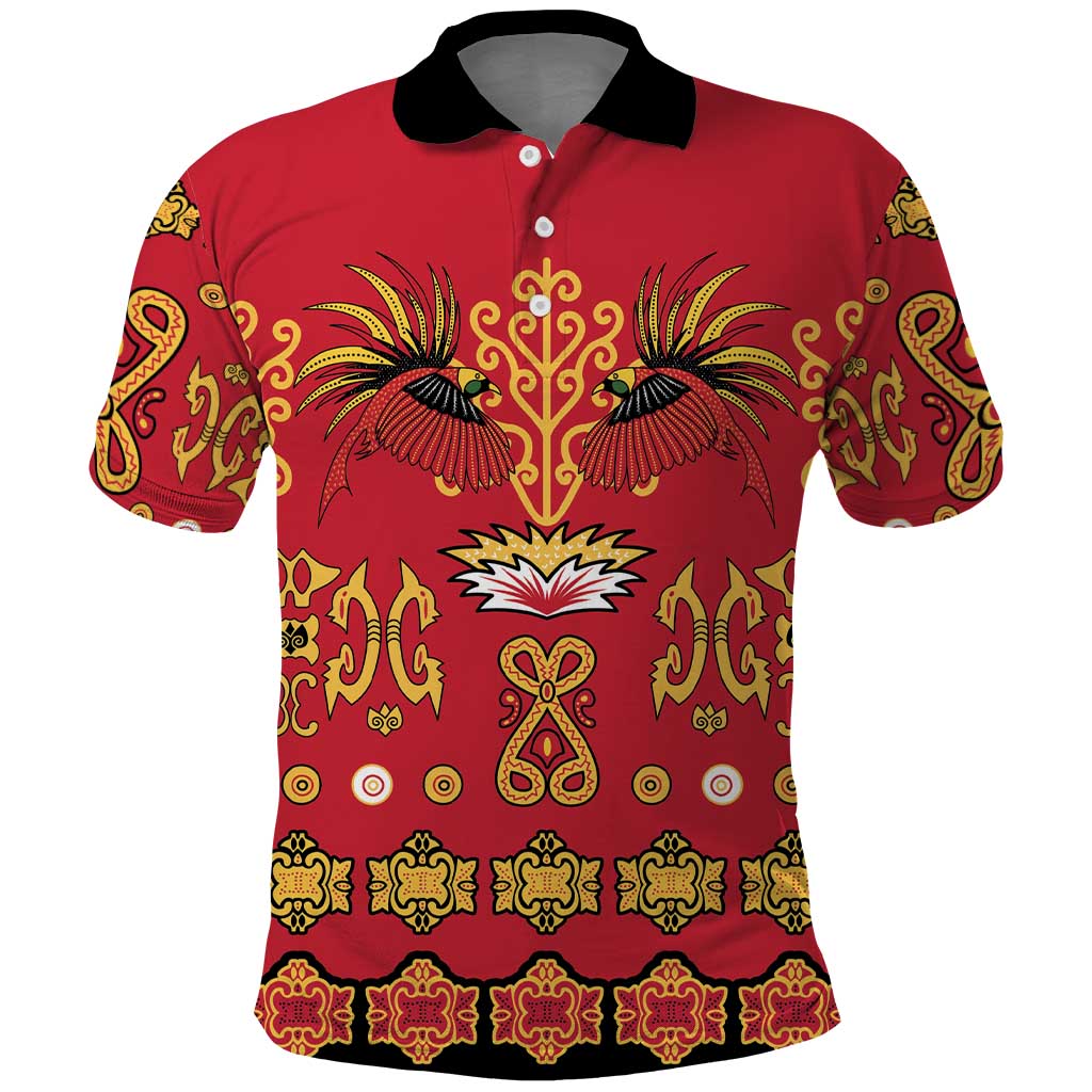Papua Batik Motif Polo Shirt Papua Spirit Red Version - Polynesian Pride