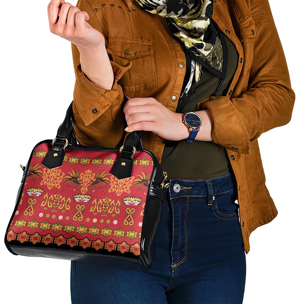 Papua Batik Motif Shoulder Handbag Papua Spirit Red Version - Polynesian Pride
