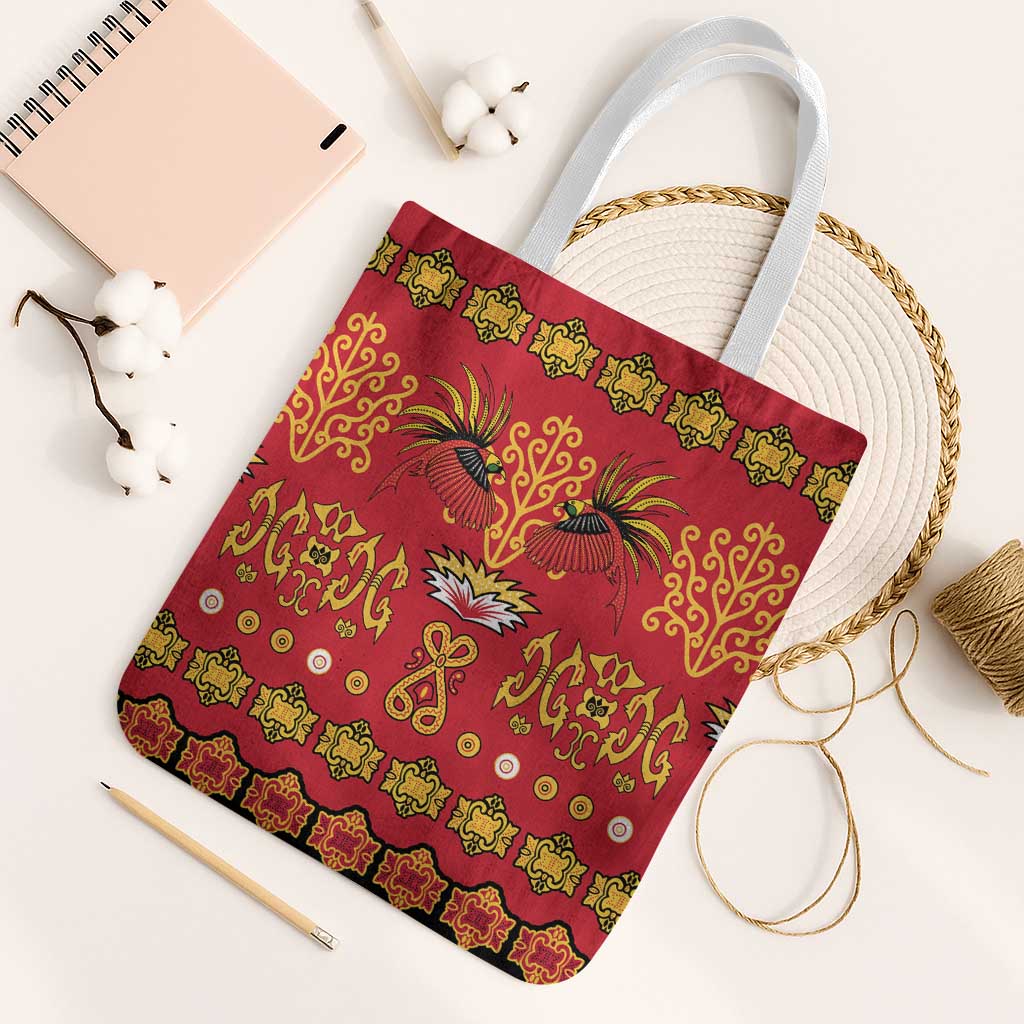 Papua Batik Motif Tote Bag Papua Spirit Red Version - Polynesian Pride