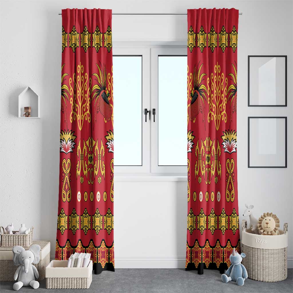 Papua Batik Motif Window Curtain Papua Spirit Red Version - Polynesian Pride