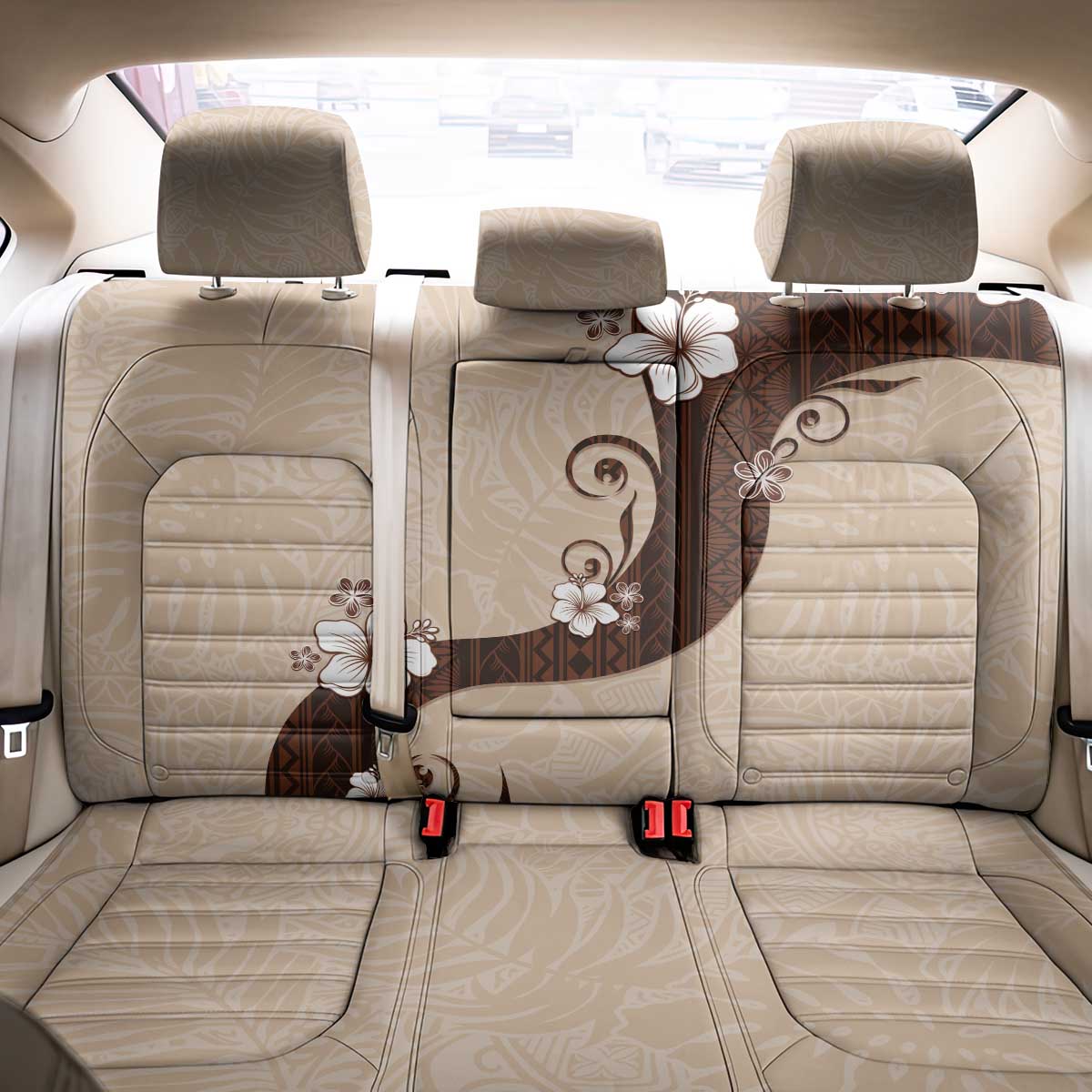 Polynesia Hibiscus Back Car Seat Cover Cameo Curve Motif - Polynesian Pride